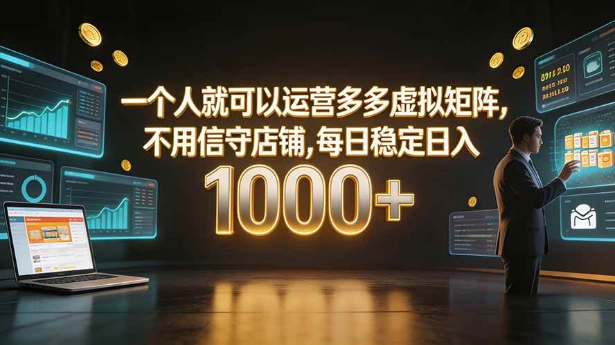(19622期)一个人就可以运营多多虚拟矩阵,不用值守店铺,每日稳定日入 1000+-小栈博客测试网