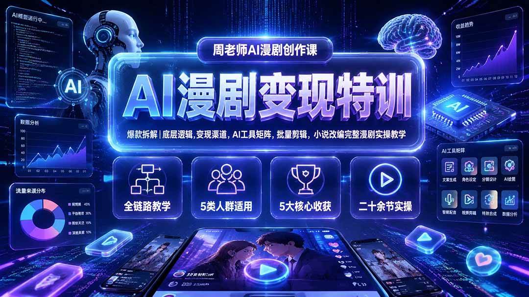 （19633期）AI漫剧变现特训★爆款拆解｜底层逻辑，变现渠道，AI工具矩阵，批量剪辑，小说改编完整漫剧实操教学-小栈博客测试网
