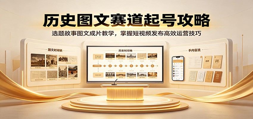 历史图文赛道起号攻略:选题故事图文成片教学,掌握短视频发布高效运营技巧-网创百晓生