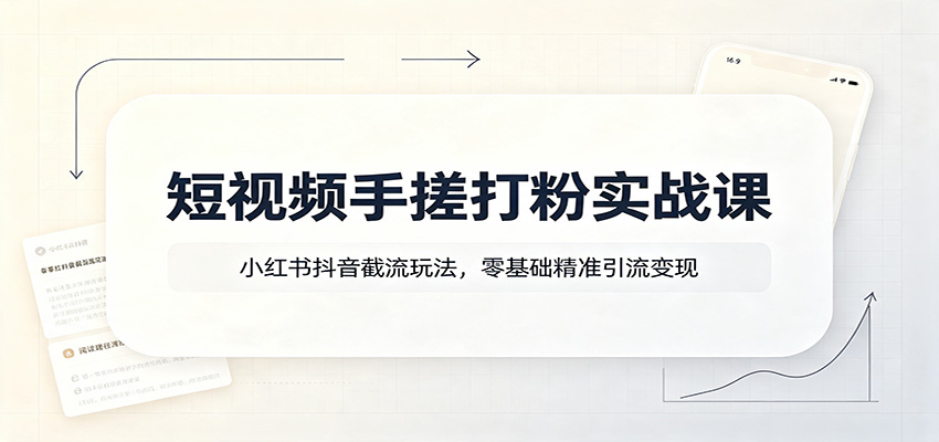 短视频手搓打粉实战课：小红书抖音截流玩法，零基础精准引流变现-邪修侠 - 演示