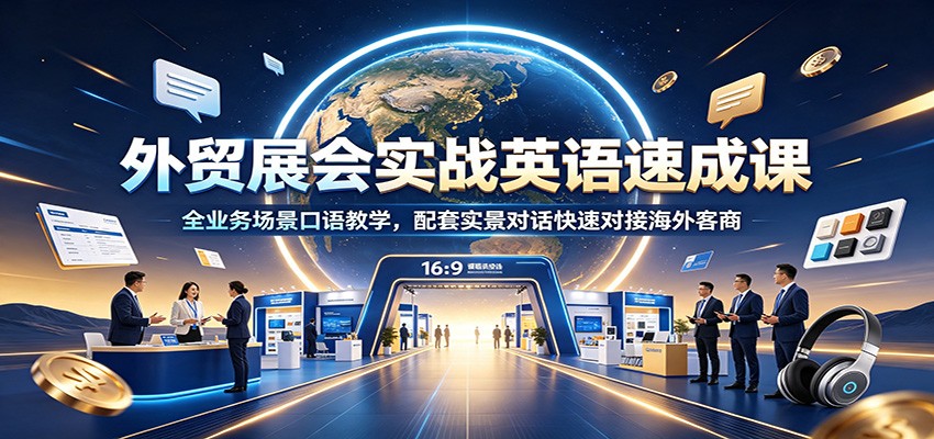 外贸展会实战英语速成课：全业务场景口语教学，配套实景对话快速对接海外客商 - 网创在线