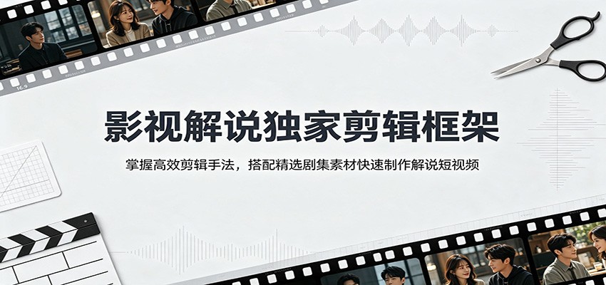 影视解说独家剪辑框架：掌握高效剪辑手法，搭配精选剧集素材快速制作解说短视频-网创百晓生