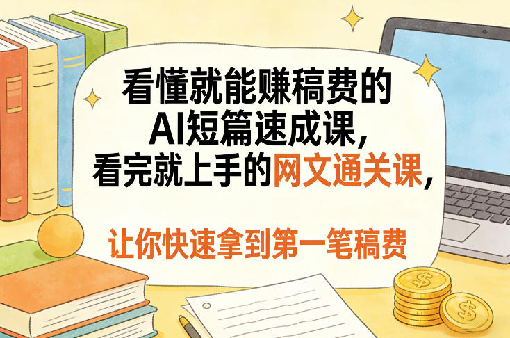 看懂就能賺稿费的AI短篇速成课,看完就上手的网文通关课,让你快速拿到第一笔稿费(更新8月)-优优云网创