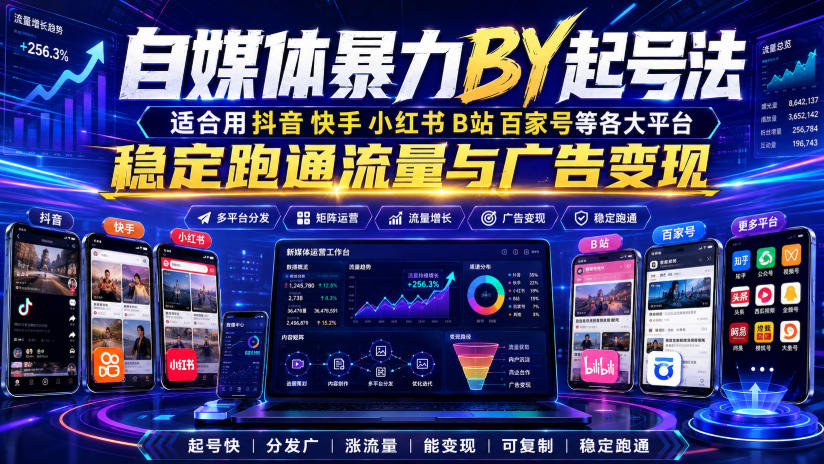 自媒体暴力搬运起号法，适合用抖音快手小红书B站百家号等各大平台，稳定跑通流量与广告变现-邪修侠 - 演示