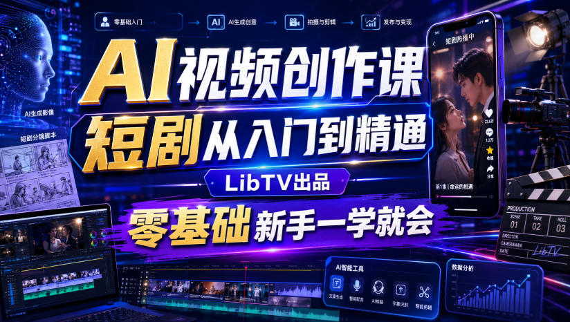 AI视频创作课，短剧从入门到精通，LibTV出品，零基础新手一学就会-邪修侠 - 演示