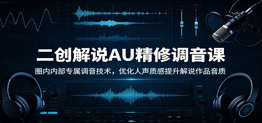 二创解说AU精修调音课:圈内内部专属调音技术,优化人声质感提升解说作品音质-优优云网创