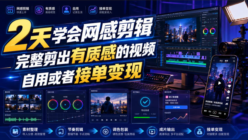 2天学会网感剪辑，完整剪出有质感的视频，自用或者接单变现-邪修侠 - 演示
