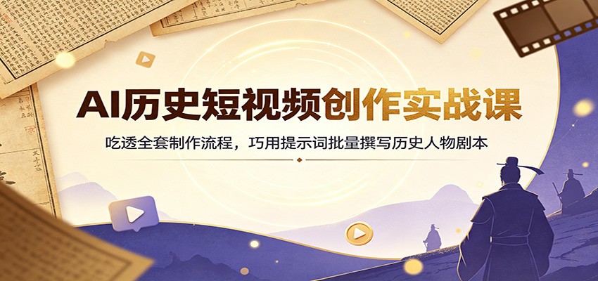 AI历史短视频创作实战课：吃透全套制作流程，巧用提示词批量撰写历史人物剧本-邪修侠 - 演示