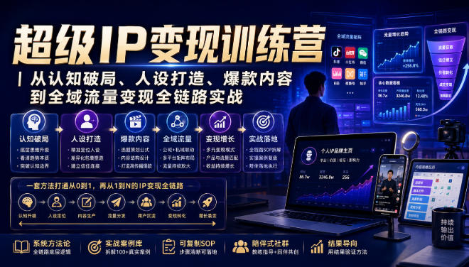 超级IP变现训练营｜从认知破局、人设打造、爆款内容到全域流量变现全链路实战-怪兽网创俱乐部