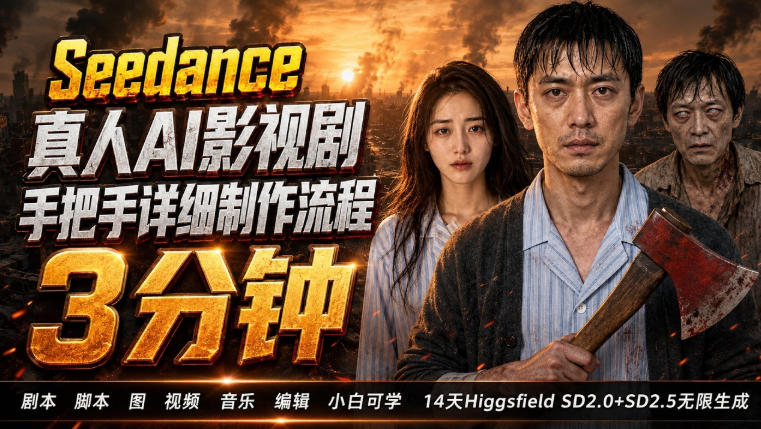 3分钟真人AI影视剧怎么做？SD 2.0手把手完整制作流程｜Higgsfield 14天SD 2.0/2.5无限生成-怪兽网创俱乐部