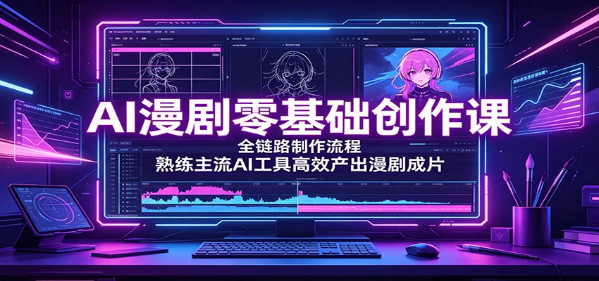 AI漫剧零基础创作课：全链路制作流程，熟练主流AI工具高效产出漫剧成片-网创百晓生