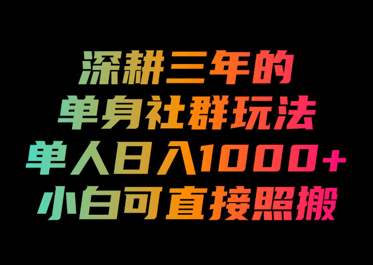 深耕三年的单身社群玩法，单人日入1000+，小白可直接照搬！【揭秘】-怪兽网创俱乐部