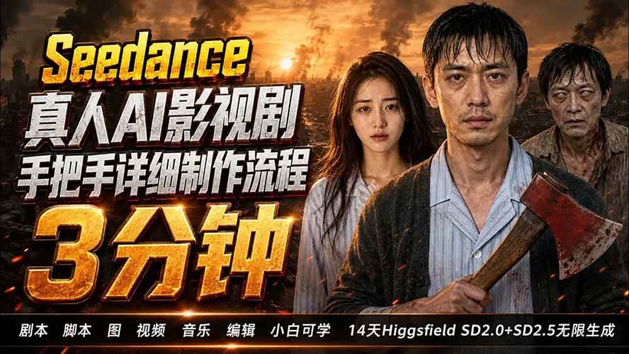(19706期) 3分钟真人AI影视剧怎么做?SD 2.0手把手完整制作流程|Higgsfield 14天SD 2.0/2.5无限生成-小栈博客测试网