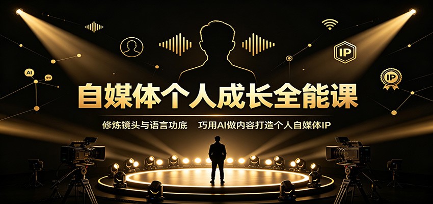 自媒体个人成长全能课：修炼镜头与语言功底，巧用AI做内容打造个人自媒体IP-怪兽网创俱乐部