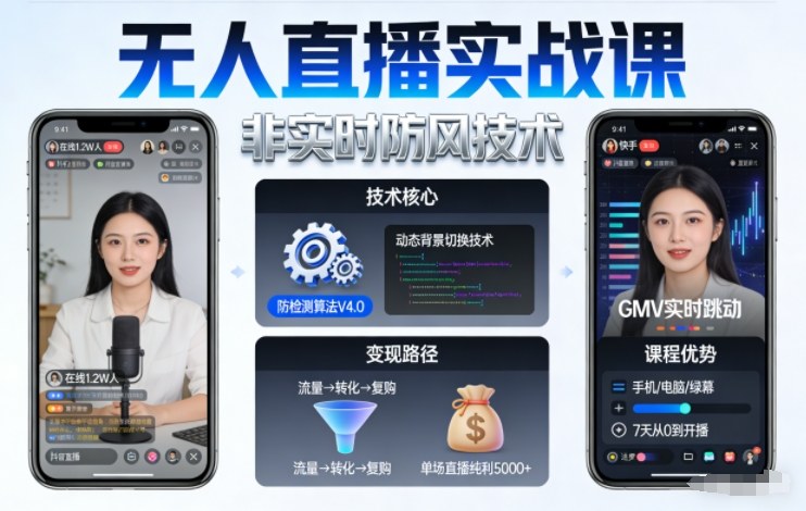 宝子哥无人直播实战课，非实时防风技术，聚焦抖音快手等平台直播带货，轻松开启直播变现之路(更新2026年08月06日)-怪兽网创俱乐部