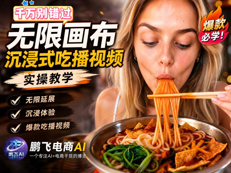 保姆级教程｜用AI无线画布做沉浸式吃播，3步直接出片，无线画布工作流，操作简单好上手-邪修侠 - 演示