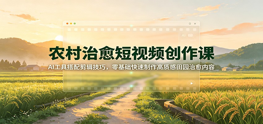 农村治愈短视频创作课：AI工具搭配剪辑技巧，零基础快速制作高质感田园治愈内容-怪兽网创俱乐部
