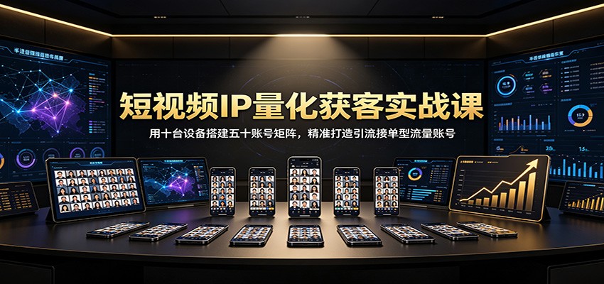 短视频IP量化获客实战课:用十台设备搭建五十账号矩阵,精准打造引流接单型流量账号-邪修侠