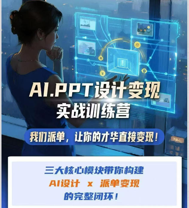 AI+PPT设计变现实战训练营，我们派单，让你的才华直接变现，三大核心模块带你构建Al设计x派单变现的完整闭环-小白项目网