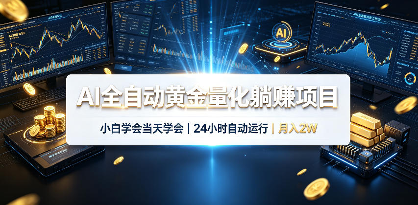 AI全自动黄金量化躺賺项目,24小时自动运行,月入2W!-怪兽网创俱乐部