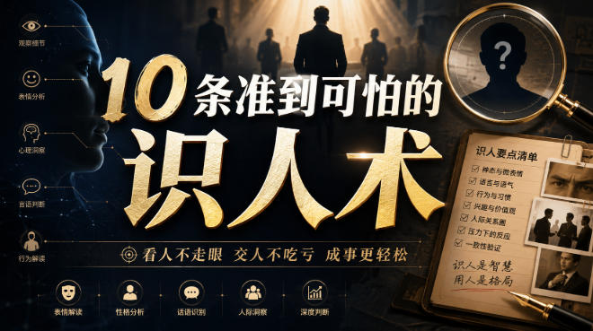 付费文章:10条准到可怕的识人术-怪兽网创俱乐部