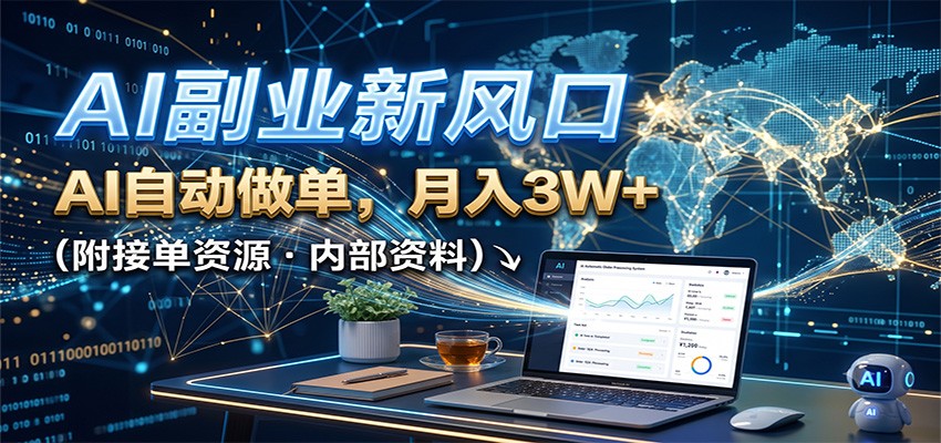 AI副业新风口，AI自动做单，月入3W+，附接单资源-怪兽网创俱乐部