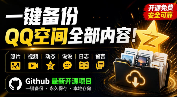 一键将你QQ空间全部内容备份下来！照片/视频/动态信息全存本地，Github最新开源项目QzoneArchive-怪兽网创俱乐部