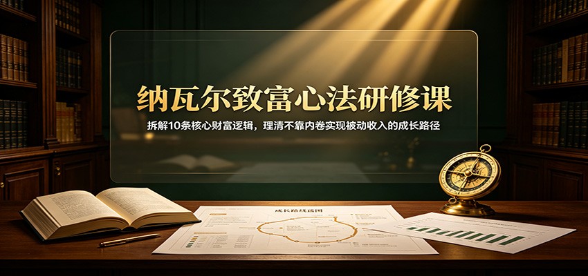 纳瓦尔致富心法研修课：拆解10条核心财富逻辑，理清不靠内卷实现被动收入的成长路径-怪兽网创俱乐部