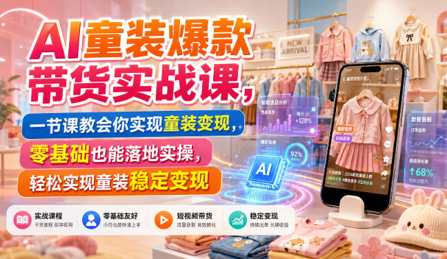 AI童装爆款带货实战课，一节课教会你实现童装变现，零基础也能落地实操-怪兽网创俱乐部