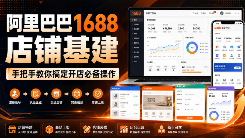 阿里巴巴1688店铺基建，手把手教你搞定开店必备操作（更新8月）-邪修侠 - 演示
