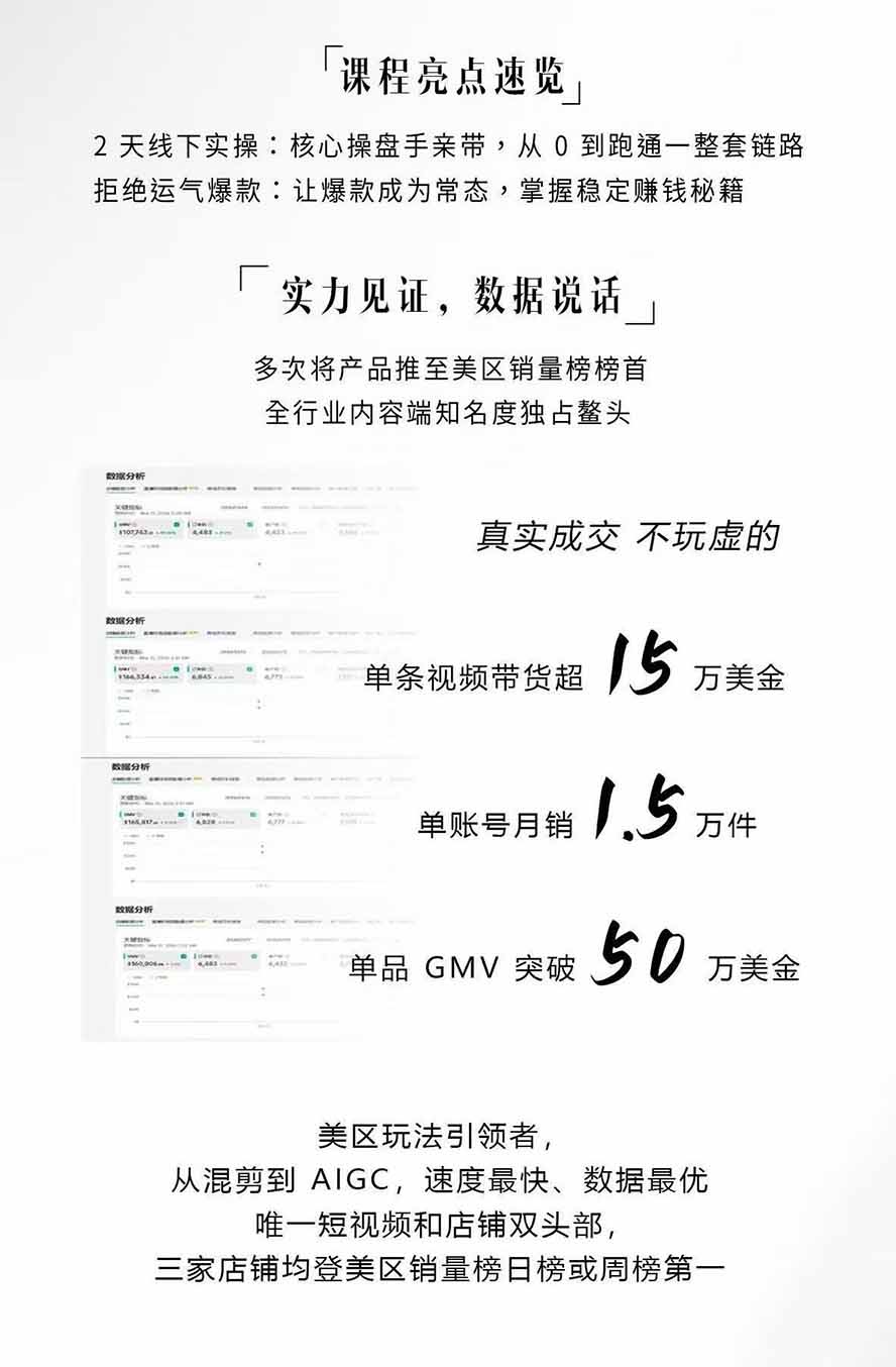 图片[2]-AIGC×TikTok美区短视频带货线下课；两天一夜完整回放，12小时高清视频收录头部操盘手全流程教学-怪兽网创俱乐部