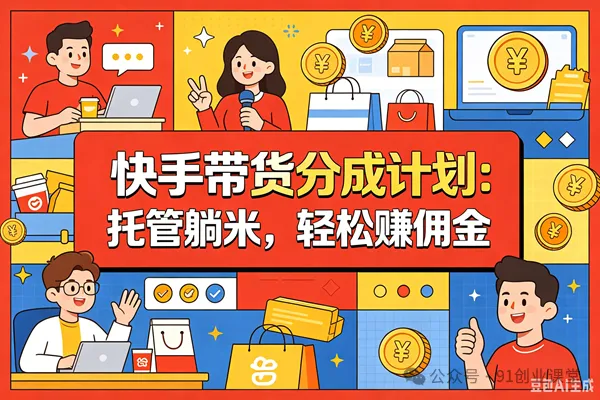 8月最新项目——快手带货分成计划：托管躺米，轻松赚佣金，社裙兔费橡木-小栈博客测试网