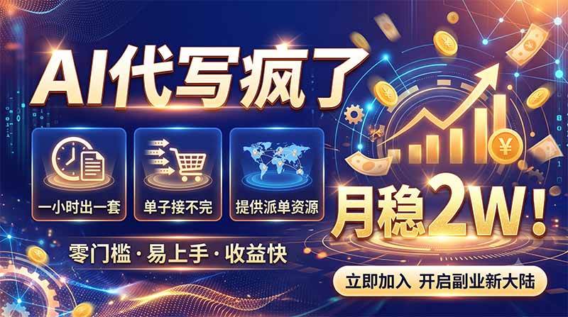 (19788期)2026捡钱副业:AI写稿一单5张,免费派单群,0门槛直接干-小栈博客测试网