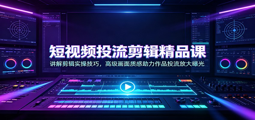 短视频投流剪辑精品课：讲解剪辑实操技巧，高级画面质感助力作品投流放大曝光-多课资源站