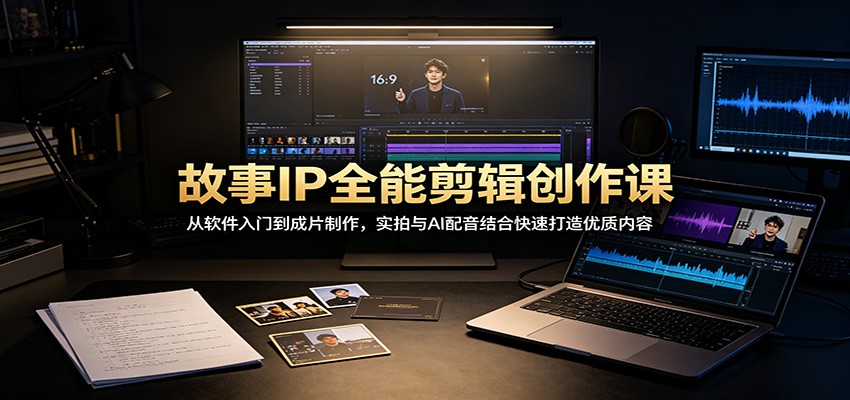 故事IP全能剪辑创作课：从软件入门到成片制作，实拍与AI配音结合快速打造优质内容-多课资源站