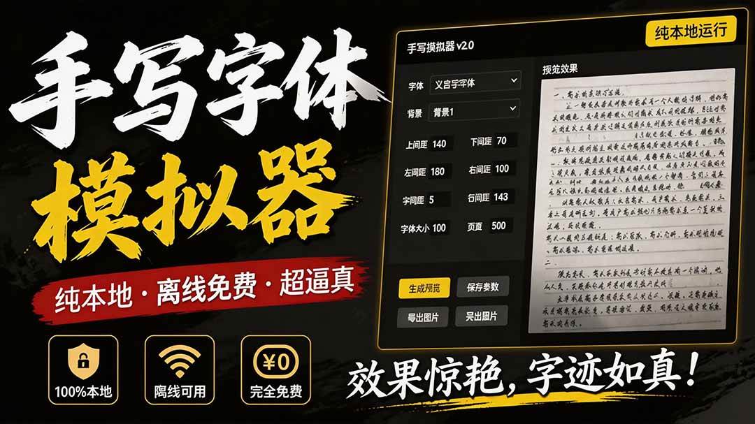 （19810期）罚抄神器！罚抄10万字都不在怕了，手写字体模拟生成器，附带新整理背景图和字体，纯本地离线运行-小栈博客测试网