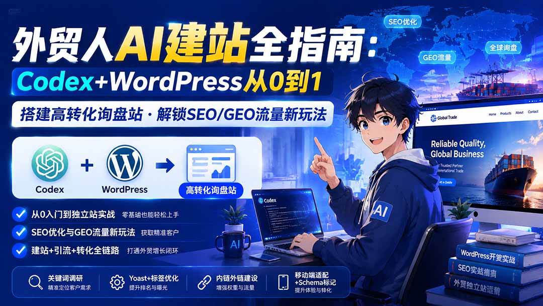 （19818期）外贸人AI建站全指南：Codex+WordPress从0到1·搭建高转化询盘站·解锁SEO/GEO流量新玩法-更新-小栈博客测试网