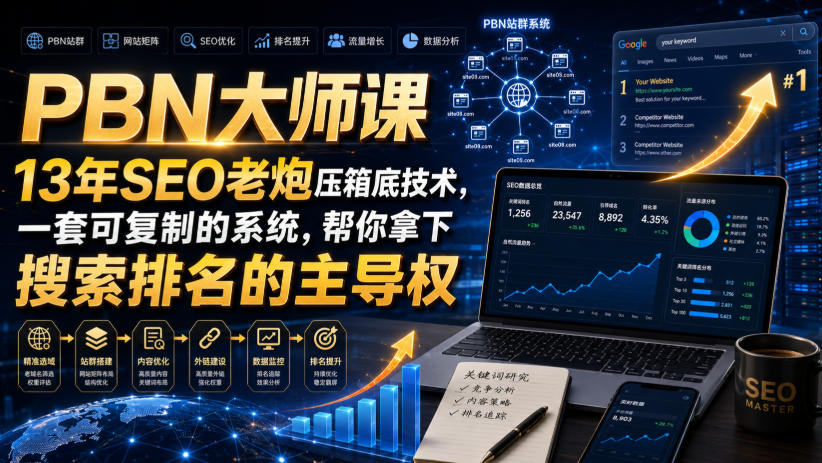 PBN大师课13年SEO老炮压箱底技术，一套可复制的系统，帮你拿下搜索排名的主导权【原创双语字幕】-小白项目网
