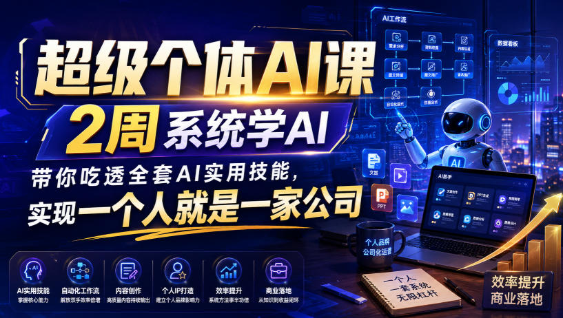 超级个体AI课，2周系统学AI，带你吃透全套AI实用技能，实现一个人就是一家公司-多课资源站