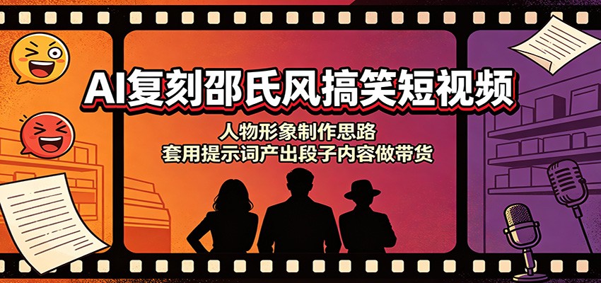 AI复刻邵氏风搞笑短视频：人物形象制作思路，套用提示词产出段子内容做带货-多课资源站
