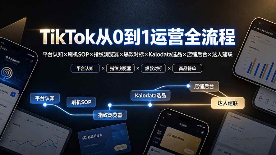 （19830期）TikTok从0到1运营全流程-更新：平台认知×刷机SOP×指纹浏览器×爆款对标×Kalodata选品×店铺后台×达人建联-小栈博客测试网