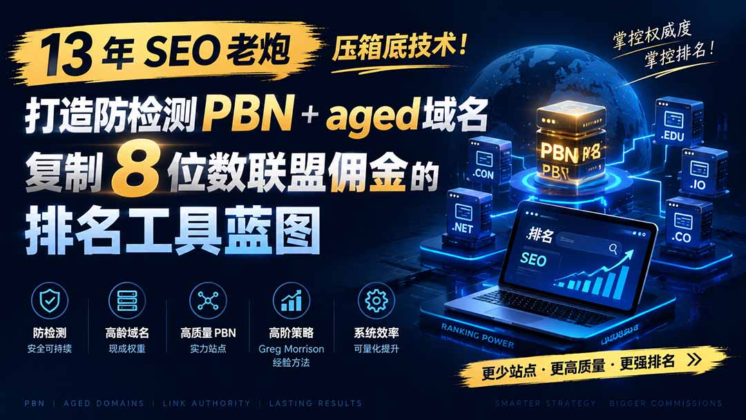 13 年 SEO 老炮压箱底技术!打造防检测 PBN+aged 域名,复制 8 位数联盟佣金的排名工具蓝图【原创双语字幕】-小白项目网