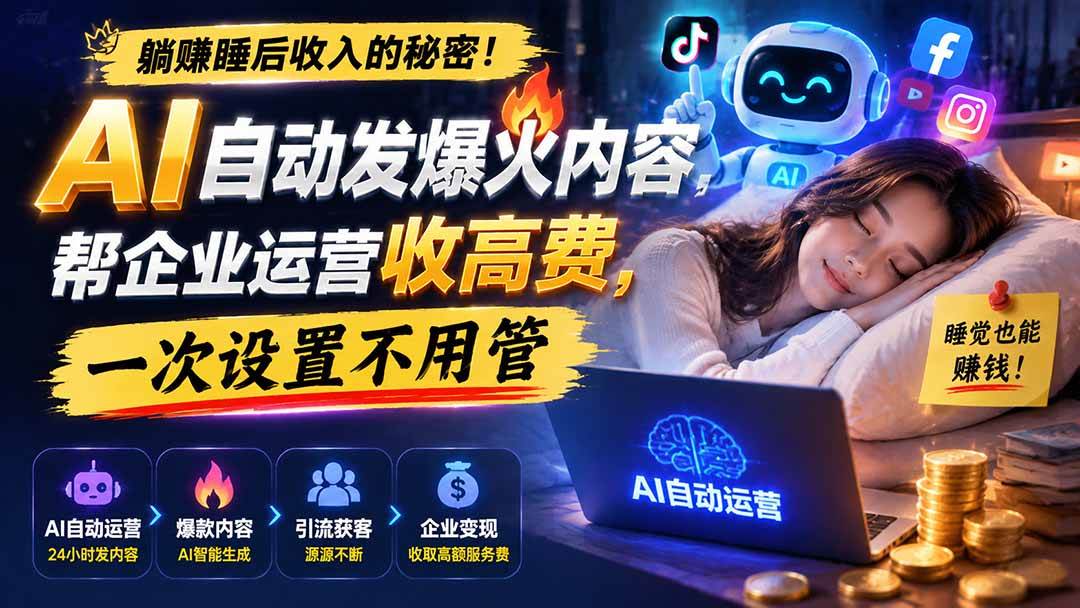 （19826期）躺赚睡后收入的秘密！AI 自动发爆火内容，帮企业运营收高费，一次设置不用管【原创双语字幕】-小栈博客测试网