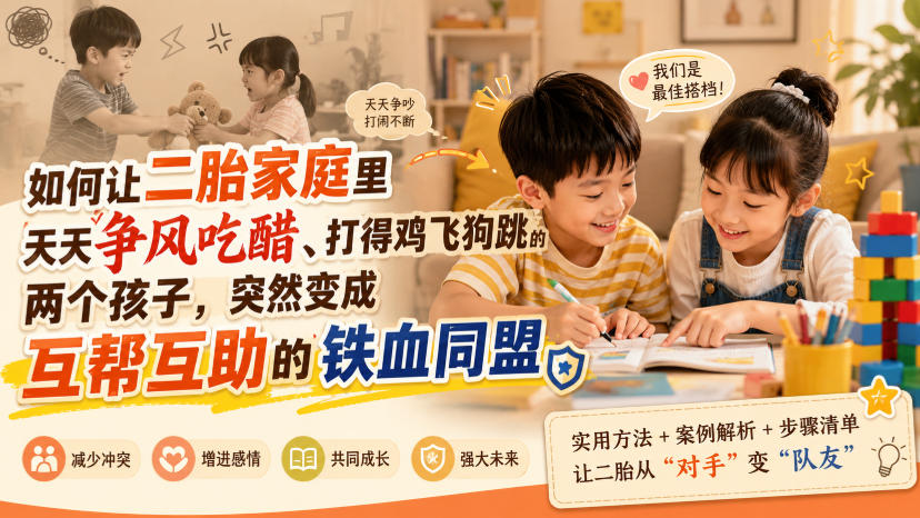 付费文章：如何让二胎家庭里天天争风吃醋、打得鸡飞狗跳的两个孩子，突然变成互帮互助的铁血同盟？-多课资源站