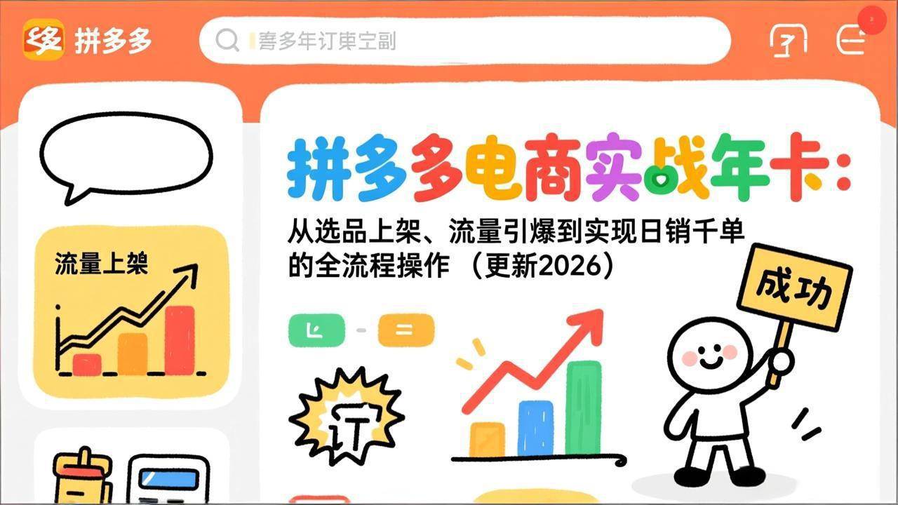 (19839期)拼多多电商实战年卡:从选品上架、流量引爆到实现日销千单的全流程操作(更新2026年8月)-小栈博客测试网