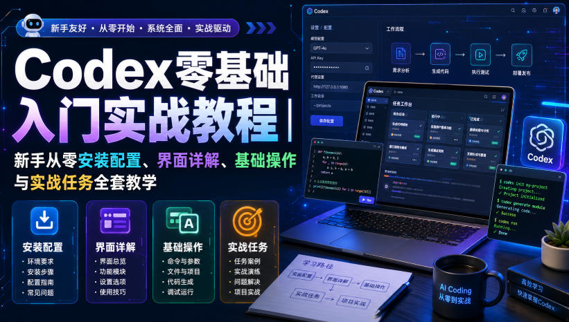 Codex零基础入门实战教程｜新手从零安装配置、界面详解、基础操作与实战任务全套教学-多课资源站