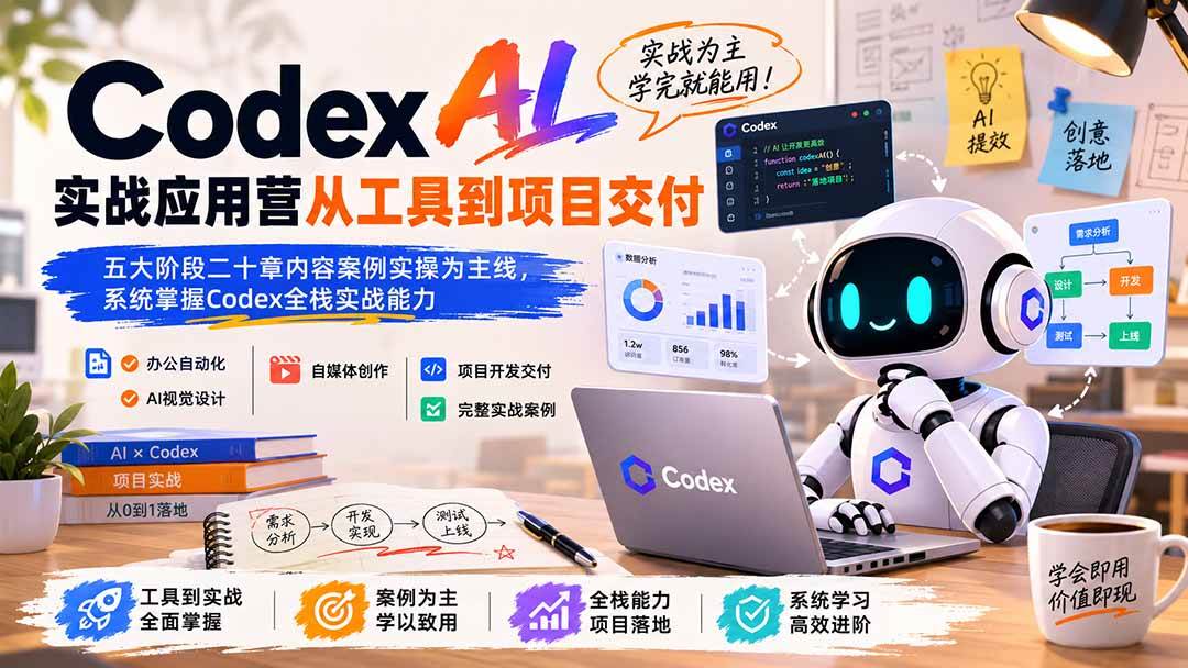 (19854期)Codex AI实战应用营从工具到项目交付;五大阶段二十章内容案例实操为主线,系统掌握Codex全栈实战能力-小栈博客测试网