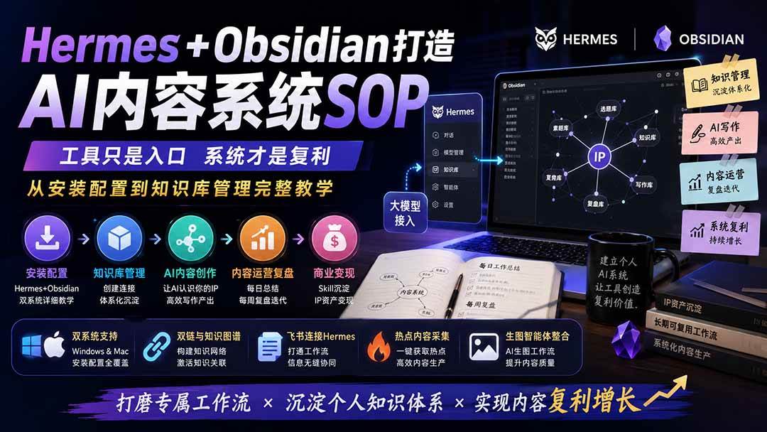 (19861期)Hermes+Obsidian打造AI内容系统SOP;工具只是入口系统才是复利,从安装配置到知识库管理完整教学-小栈博客测试网