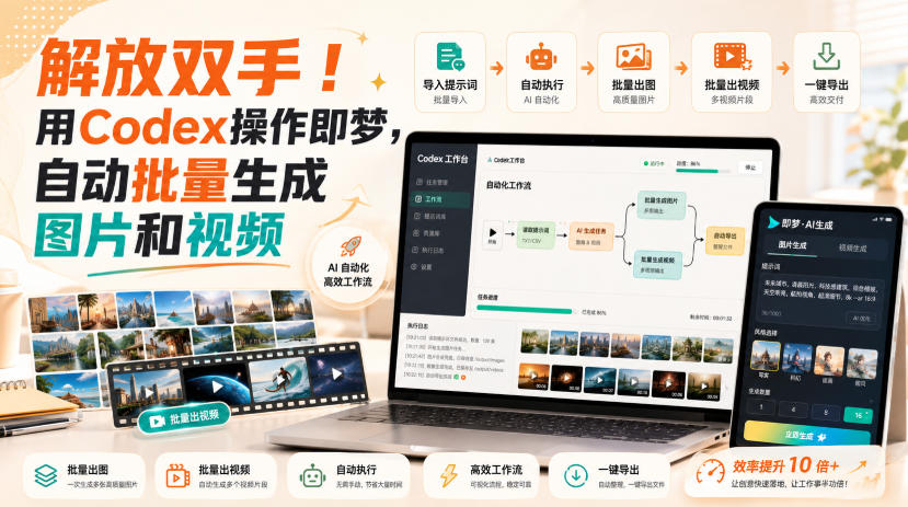 解放双手！用Codex操作即梦，自动批量生成图片和视频-多课资源站
