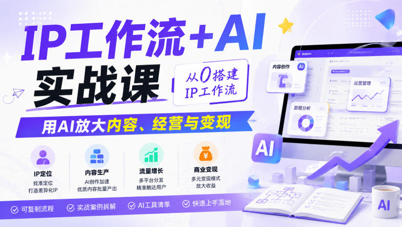 IP工作流+AI实战课，从0搭建IP工作流，用AI放大内容、经营与变现-奇点库